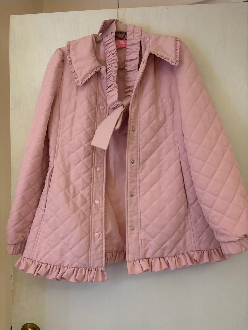 Sugar Thrillz Quilted Pink Ruffle-Trim Jacket